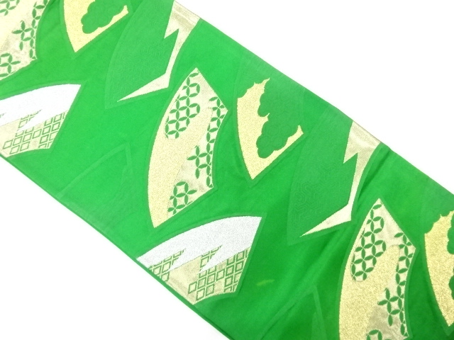 JAPANESE KIMONO / ANTIQUE FUKURO OBI / SILK / WOVEN JIGAMI PATTERN